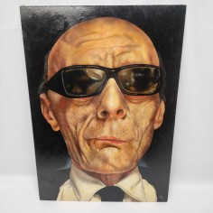 BAAL dipinto acrilico su cartone 50x70 cm uomo anziano con occhiali da sole 2
