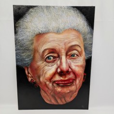 BAAL dipinto acrilico su cartone 50x70 cm volto donna anziana 2