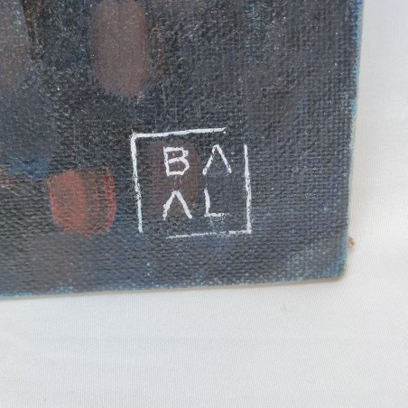 BAAL dipinto acrilico su cartone 50x70 cm volto maschile in tinte blu