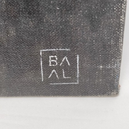 BAAL dipinto acrilico su cartone 50x70 cm volto di uomo anziano con occhiali