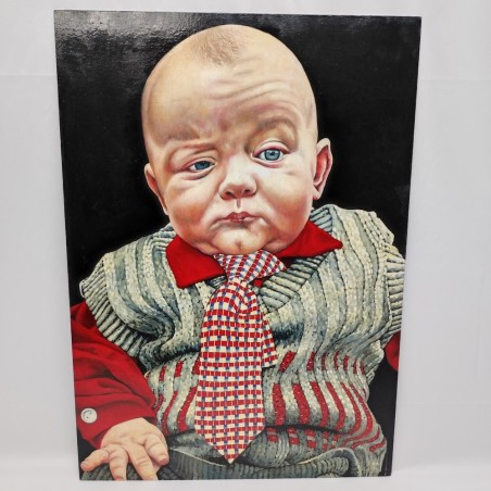BAAL dipinto acrilico su cartone 50x70 cm bambino vestito con cravatta