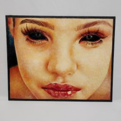 Dipinto acrilico su cartone 50x40 volto di ragazzina non firmato