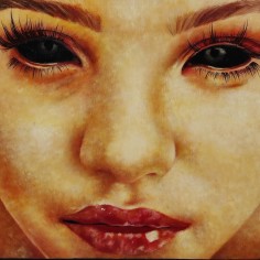Dipinto acrilico su cartone 50x40 volto di ragazzina non firmato 2