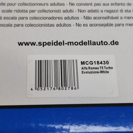 Modellino Modelcar Alfa Romeo Alfa 75 turbo evoluzione bianca 1/18 box orig