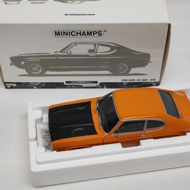 Modellino Minichamps sc. 1/18 Ford Capri I 2600 RS 1970 arancio e nera box orig.