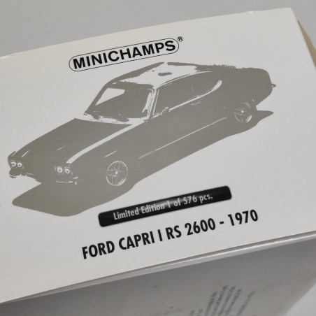 Modellino Minichamps sc. 1/18 Ford Capri I 2600 RS 1970 arancio e nera box orig.