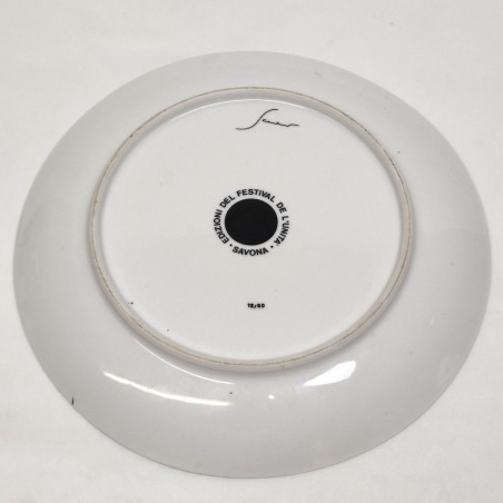 Piatto ceramica artista Emilio Scanavino ed. limitata 12/50 d. 29 cm