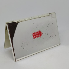Porta biglietti da visita in acciaio lucido con logo Mille Miglia