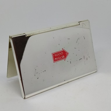 Porta biglietti da visita in acciaio lucido con logo Mille Miglia