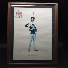 Lotto di 4 quadretti con disegni di divise militari metà 800 2