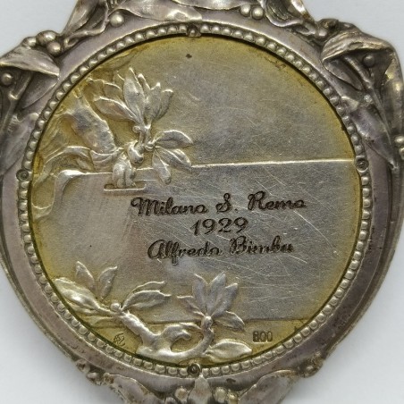 Medaglia argento Milano San Remo 1928 Binda con montatura decorativa esterna