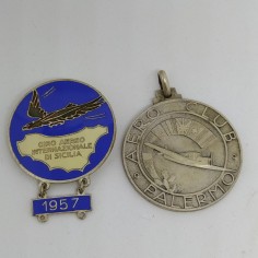 Lotto di due medaglie Giro Aereo Internazionale di Sicilia 1957