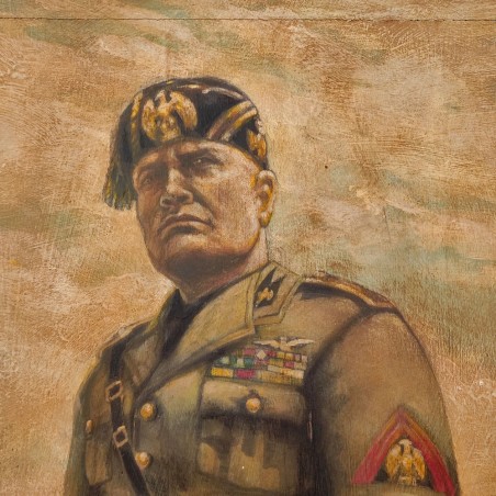 Aldo Raimondi tempera su tavola Benito Mussolini a cavallo
