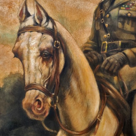 Aldo Raimondi tempera su tavola Benito Mussolini a cavallo