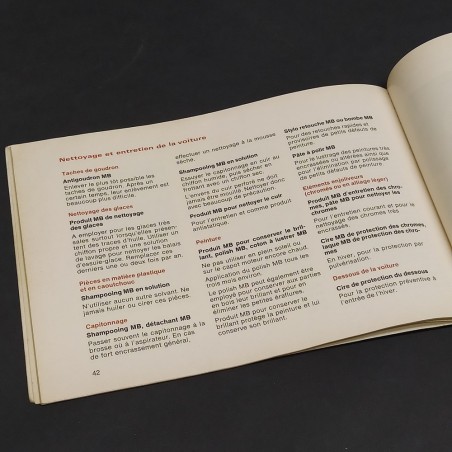Libretto Notice d'entretien Mercedes Benz 280S/280SE/350SE in francese, 1972