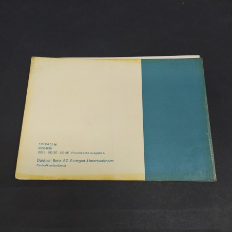 Libretto Notice d'entretien Mercedes Benz 280S/280SE/350SE in francese, 1972
