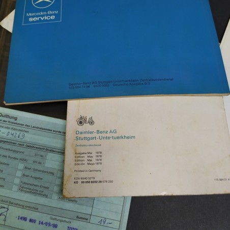 Set di libretti auto Mercedes Benz 200, 230, 230C, 250 in tedesco, 1978