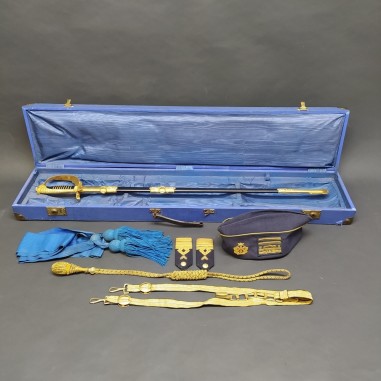Sciabola parata aeronautica con bustina e fregi da cerimonia scatola originale