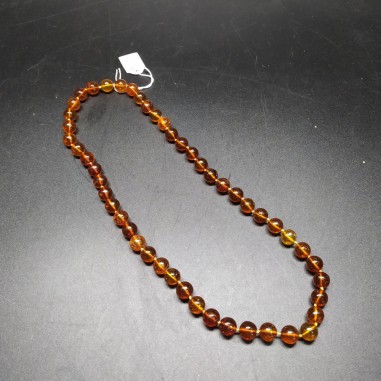 Collana in Ambra 56 cm, sfere da 11 mm, marchio Ambra Greco