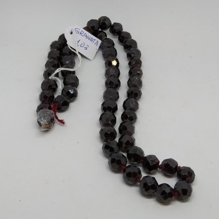 Collana in barilotti di granato colore vinaccia lunghezza 60 cm da reinfilare
