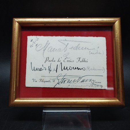 Quadretto con 3 autografi cantanti lirici 1946 notato Mario Del Monaco