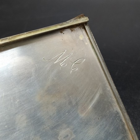 Vintage portasigarette in metallo argentato lavorato a rombi