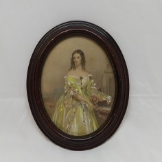 Quadretto ovale incisione dipinta The Lady Caroline G. Lennox