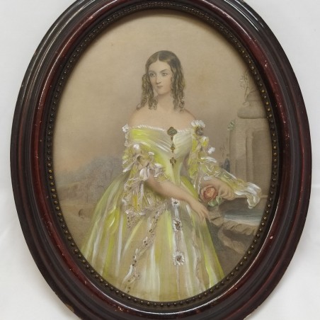 Quadretto ovale incisione dipinta The Lady Caroline G. Lennox