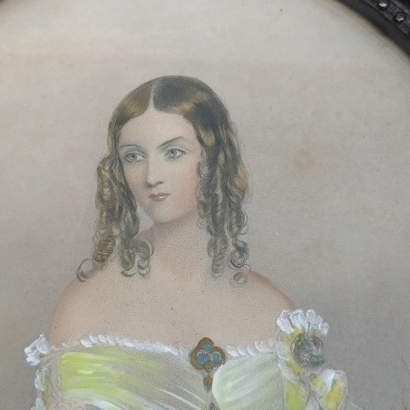 Quadretto ovale incisione dipinta The Lady Caroline G. Lennox