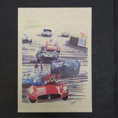 Lotto di 2 stampe auto Maserati 21x30 cm 2