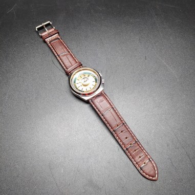 Orologio in arabo automatico inusato con piccola bussola, cinturino in pelle
