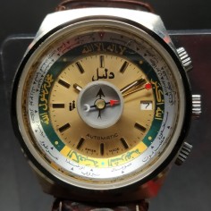 Orologio in arabo automatico inusato con piccola bussola, cinturino in pelle 2