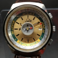 Orologio in arabo automatico inusato con piccola bussola, cinturino in pelle 2