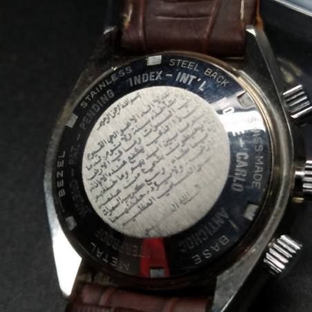 Orologio in arabo automatico inusato con piccola bussola, cinturino in pelle