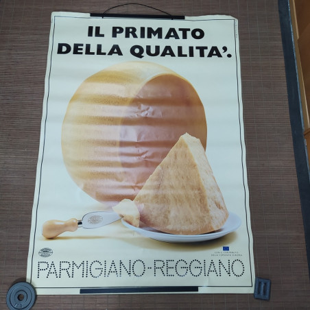Manifesto pubblicitario Parmigiano Reggiano 138x98 cm. Pieghe, piccolo strappo
