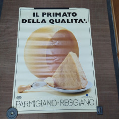 Manifesto pubblicitario Parmigiano Reggiano 138x98 cm. Macchie posteriori