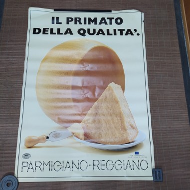 Manifesto pubblicitario Parmigiano Reggiano 138x98 cm. Strappi e macchie