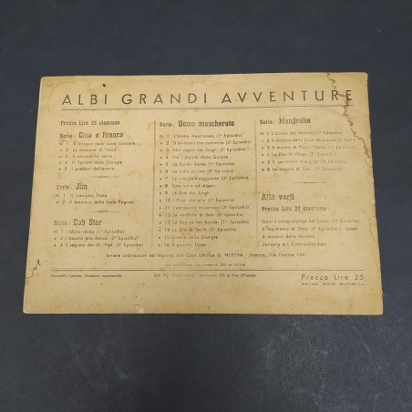Rivista giovanile La cattura di Saki, Albi grandi avventure n.9, 1946. Strappi
