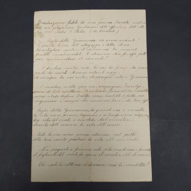 Traduzione di una poesia tedesca rinvenuta su un prigioniero, offensiva 1917