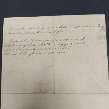 Traduzione di una poesia tedesca rinvenuta su un prigioniero, offensiva 1917