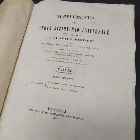 Volume Supplemento al dizionario universale tecnologico di arti e mestieri, 1861