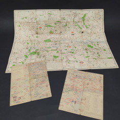 Lotto di 2 mappe tascabili di Londra e mappa bus 1935 e 1938. Strappi e macchie 2