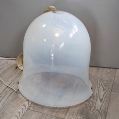 Lampadario Leucos 80s campana in vetro latte 2