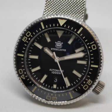 Orologio polso automatico Steeldive cinturino in metallo a maglia usato