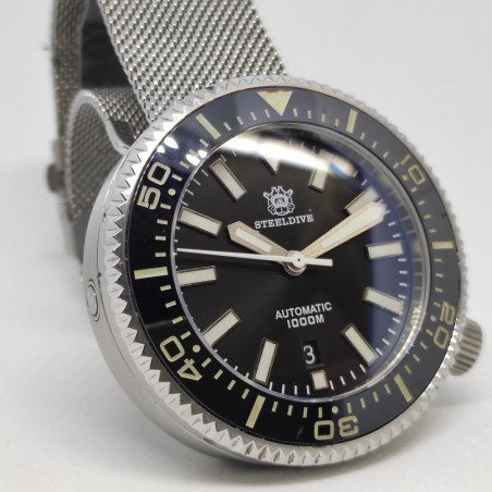 Orologio polso automatico Steeldive cinturino in metallo a maglia usato