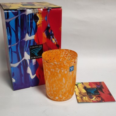 Bicchiere tumbler Goto di Fornasa vetro di Murano arancione Barovier & Toso