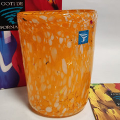 Bicchiere tumbler Goto di Fornasa vetro di Murano arancione Barovier & Toso 2