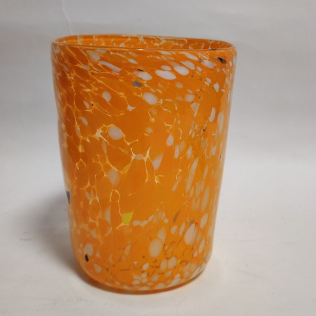 Bicchiere tumbler Goto di Fornasa vetro di Murano arancione Barovier & Toso