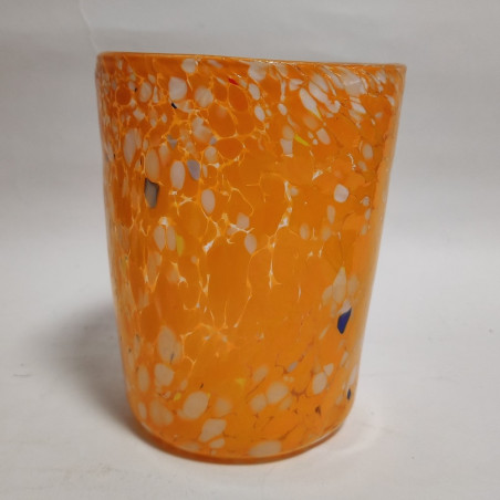 Bicchiere tumbler Goto di Fornasa vetro di Murano arancione Barovier & Toso