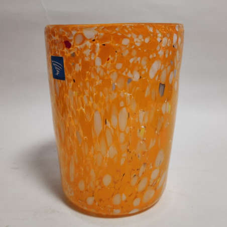 Bicchiere tumbler Goto di Fornasa vetro di Murano arancione Barovier & Toso